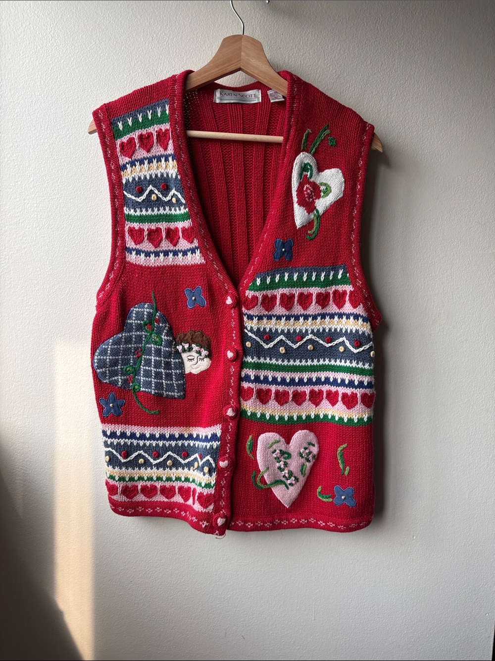 VTK Karen Scott Heart Sweater Vest Size Medium